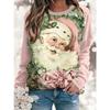 Women's Pullover Graphic Santa Claus Christmas Casual Long Sleeve Crew Neck Regular Tops Casual Holiday Print Pink Red Blue Spring Fall Winter
