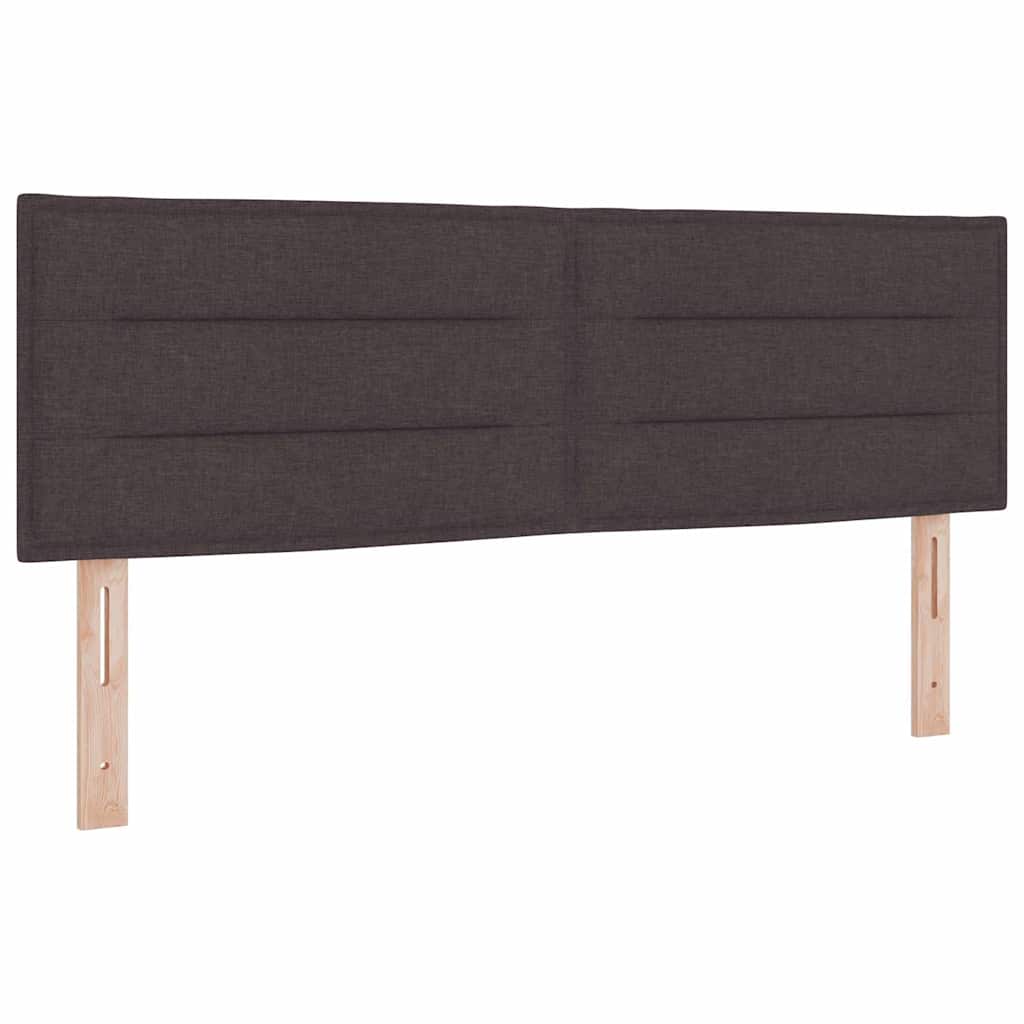 LED Boxspring Bed with Headboard Dark Brown 160 x 200 cm Fabric