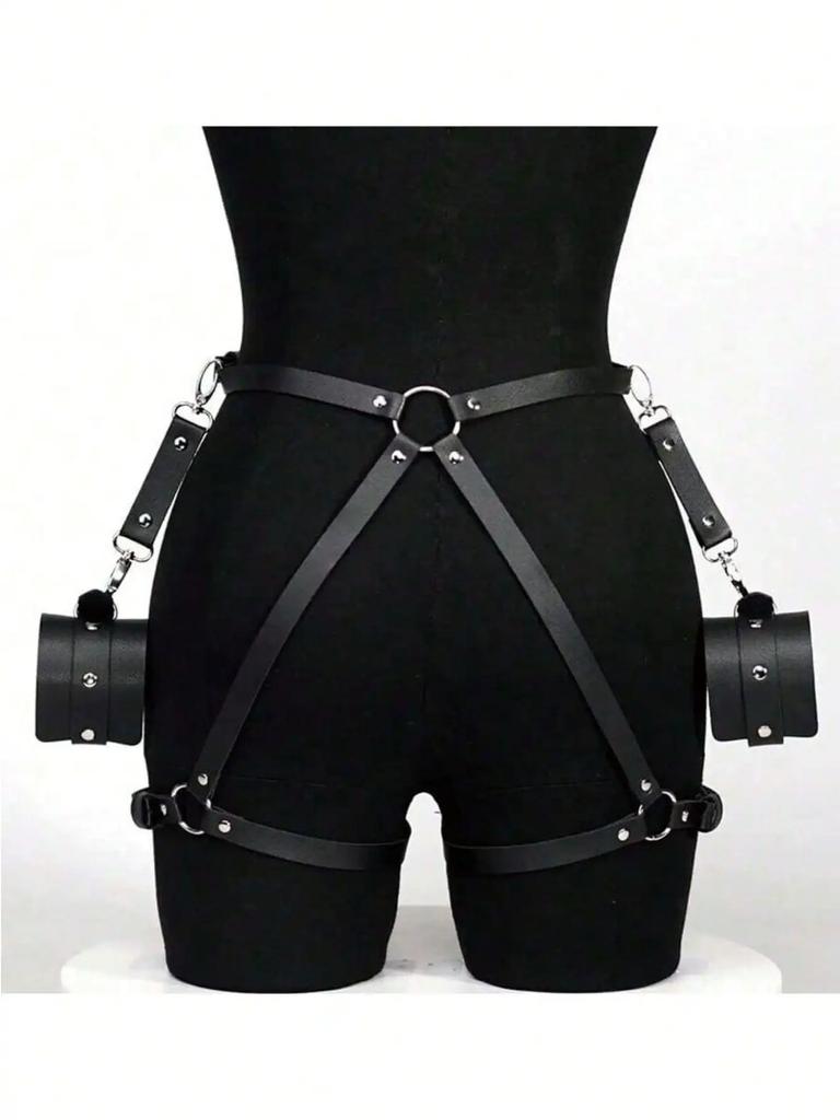 Бондаж-набор из ПУ кожи – Наручники и Боди-харнесс для парной игры и эротические аксессуары