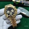 Мужские автоматические часы 40 мм серии Lao Jia Ri Zhi Daytona - Светонакопительные, Водонепроницаемые, Корпус из золотой нержавеющей стали