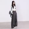 1119 Autumn New Retro Old Money Style High Waist and Thin Tooling Casual Pants Women's Loose Straight Wide-leg Scimitar Pants