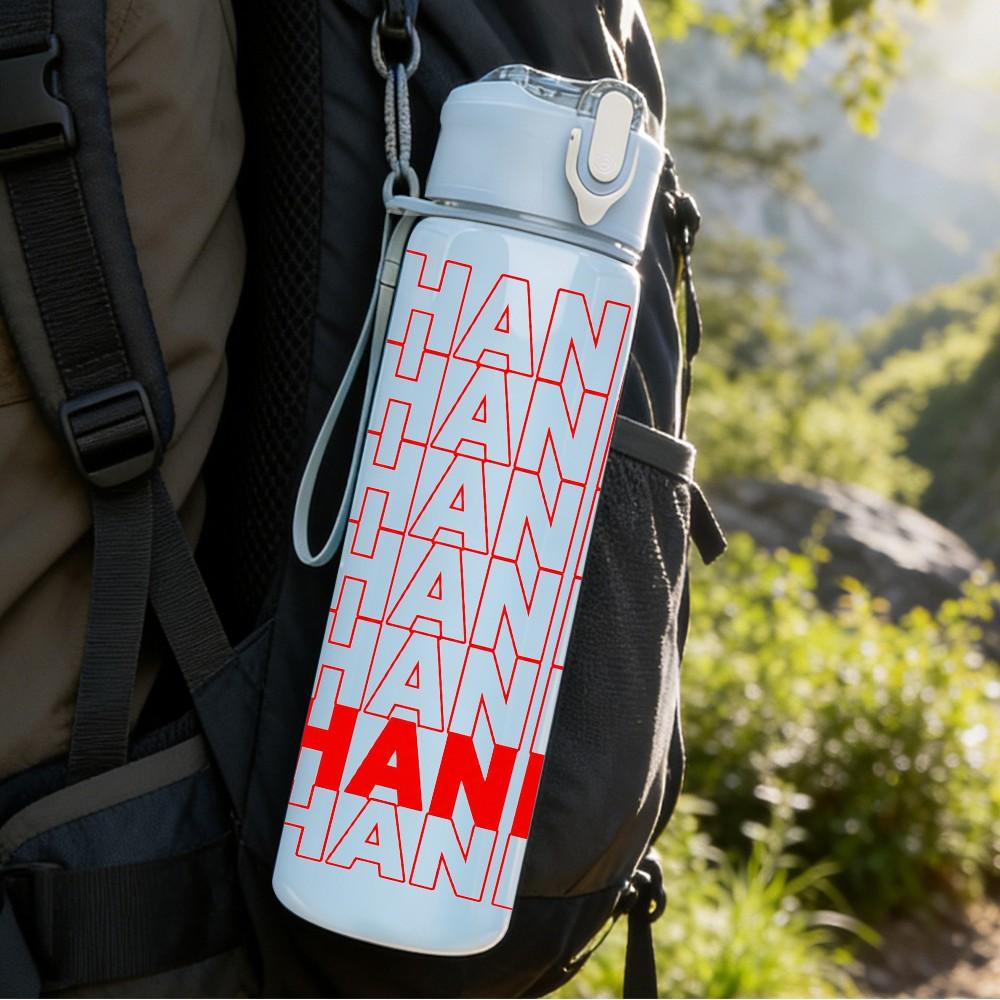 1PC Thank You Bold Colorful Letter Print 750ml Color Plastic Sports Water Bottle Leakproof Flip Straw Lid Suitable for Sports Office Home Use