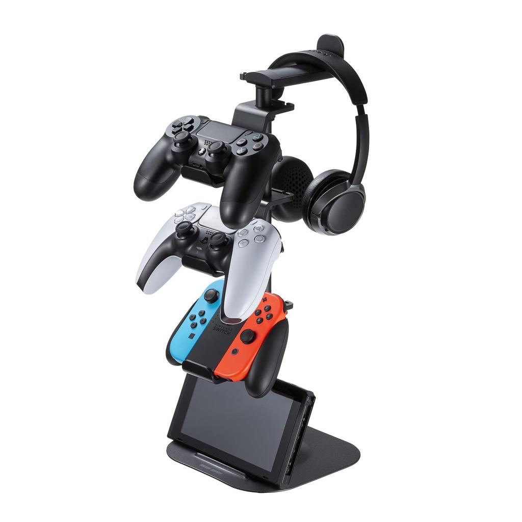 Sanwa Supply Game Controller Stand (with Headphone Holder, Black) JY-STN1BK