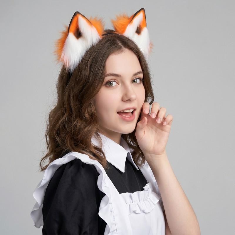 Rechargeable Plush Cat Ears Headband Detachable Electric Cosplay Costume Accessories