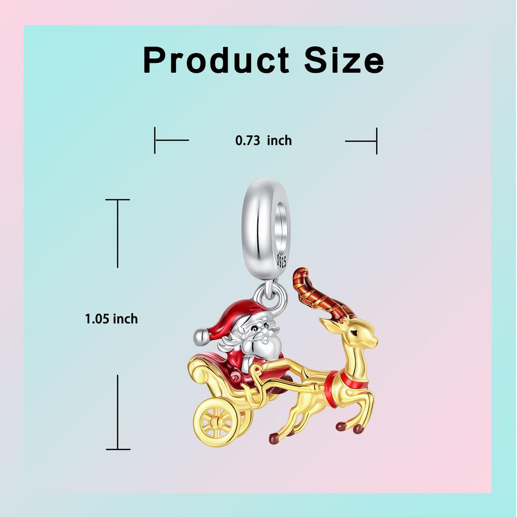 Медный Санта-Клаус Сани Олень Рудольф Подвеска Рождественская Совместимо с Аутентичными Браслетами-Шармами Женские DIY Украшения Подарок