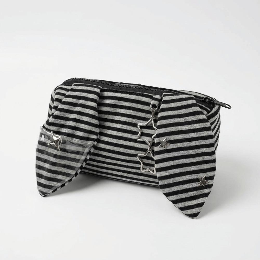 Clear PVC Striped Pencil Case Multi-functional Stationery Organizer Star Pendant Pen Bag Girl