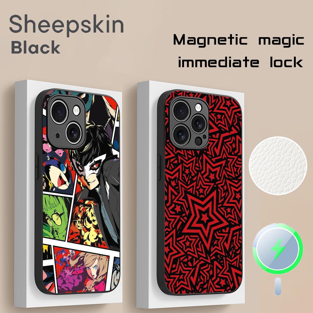 P5 горячий игровой дизайн узор инс Чехол для телефона для iPhone 17 16 15 14 13 12 Plus Pro Max Высококачественный Люксовый Magsafe Овчина