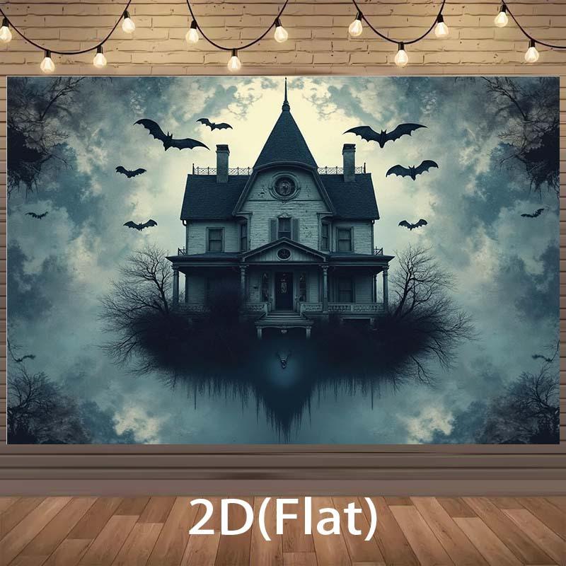 1 шт. фотофон - Декор в готическом стиле, haunted house, с узорами летучих мышей и ночным небом с полной луной
