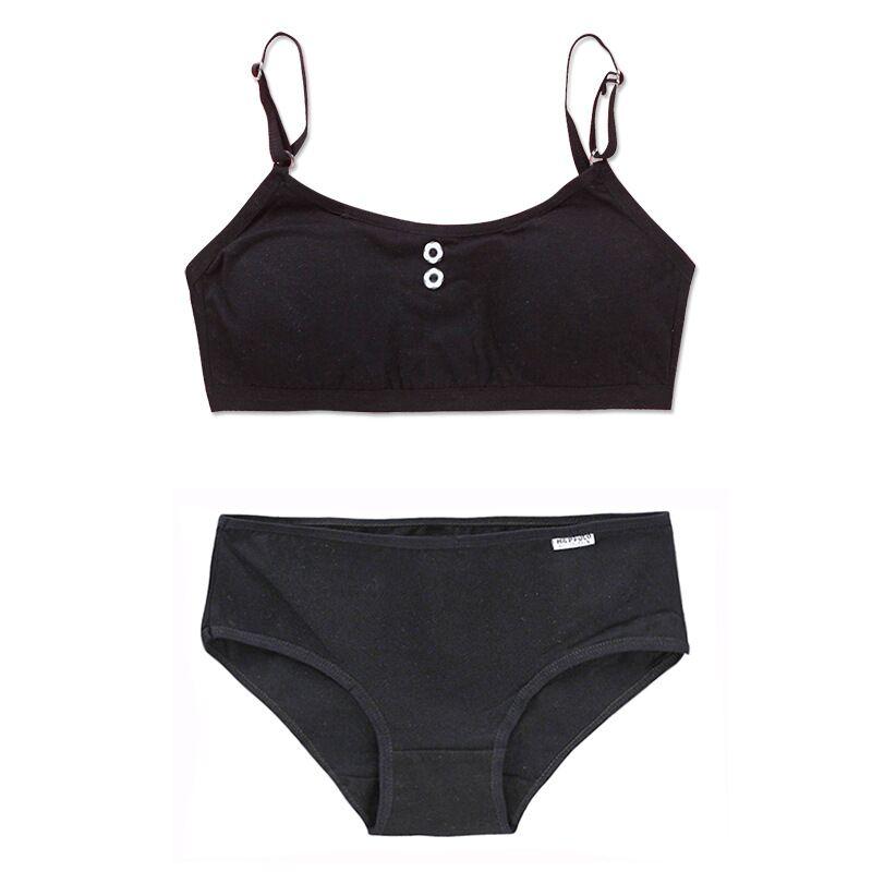 Комплекты бюстгальтера и трусиков для девочек-подростков, хлопковый бюстгальтер с подкладкой и трусики