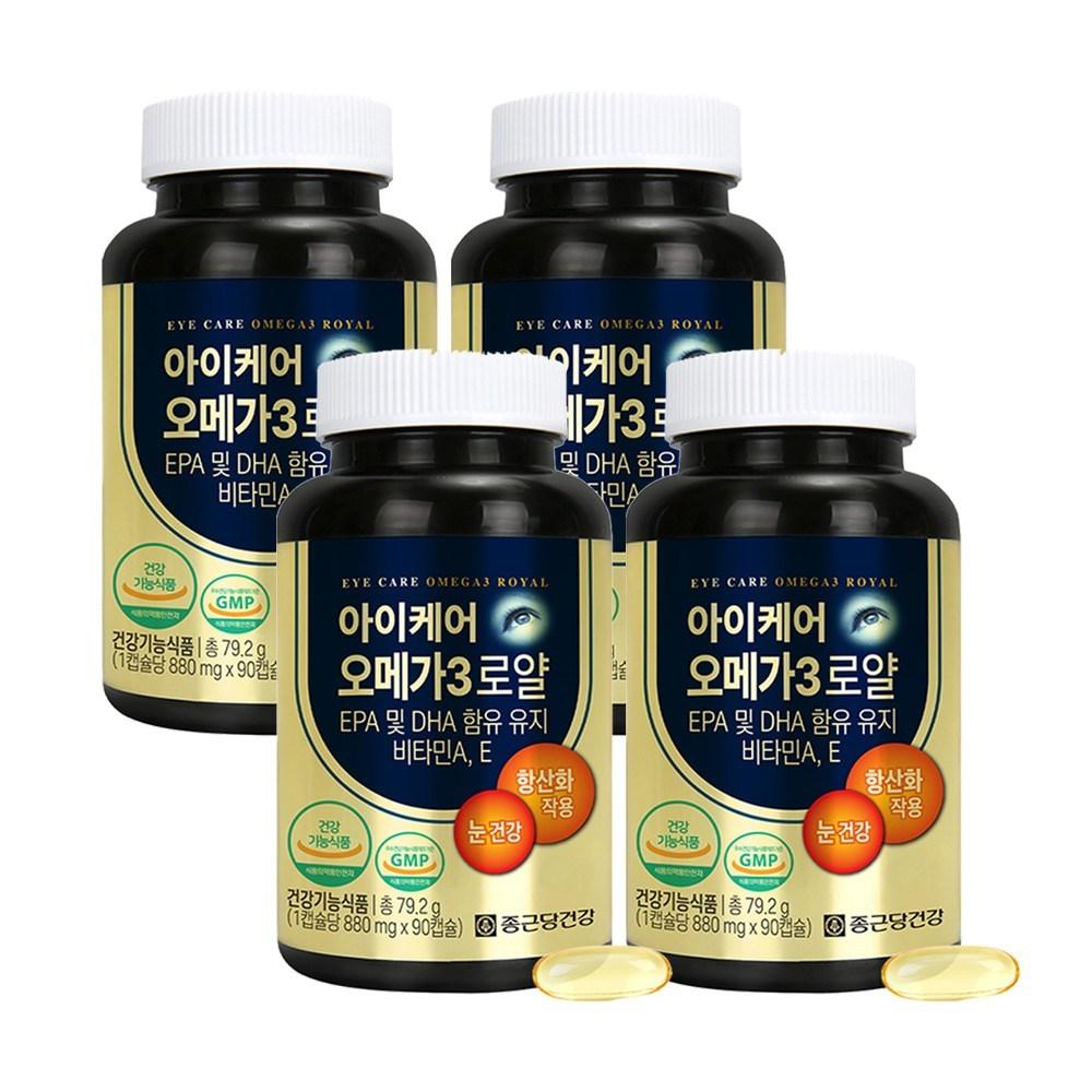 Chong Kun Dang Health Улучшение кровообращения, Здоровье глаз, Антиоксидант, Трехфункциональный Витамин E Уход за глазами Омега | 90 таблеток 4 шт