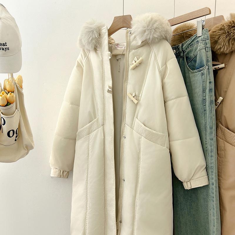 Down cotton-padded clothes for women and women, medium and long over the knee, new loose cotton-padded jackets, thickened winter cotton-padd