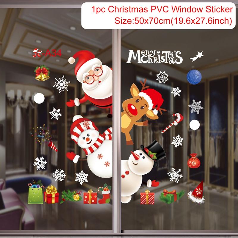 Christmas Window Sticker Merry Christmas Decorations For Home 2026 Cristmas Ornament Xmas Navidad Natal Gifts New Year 2026