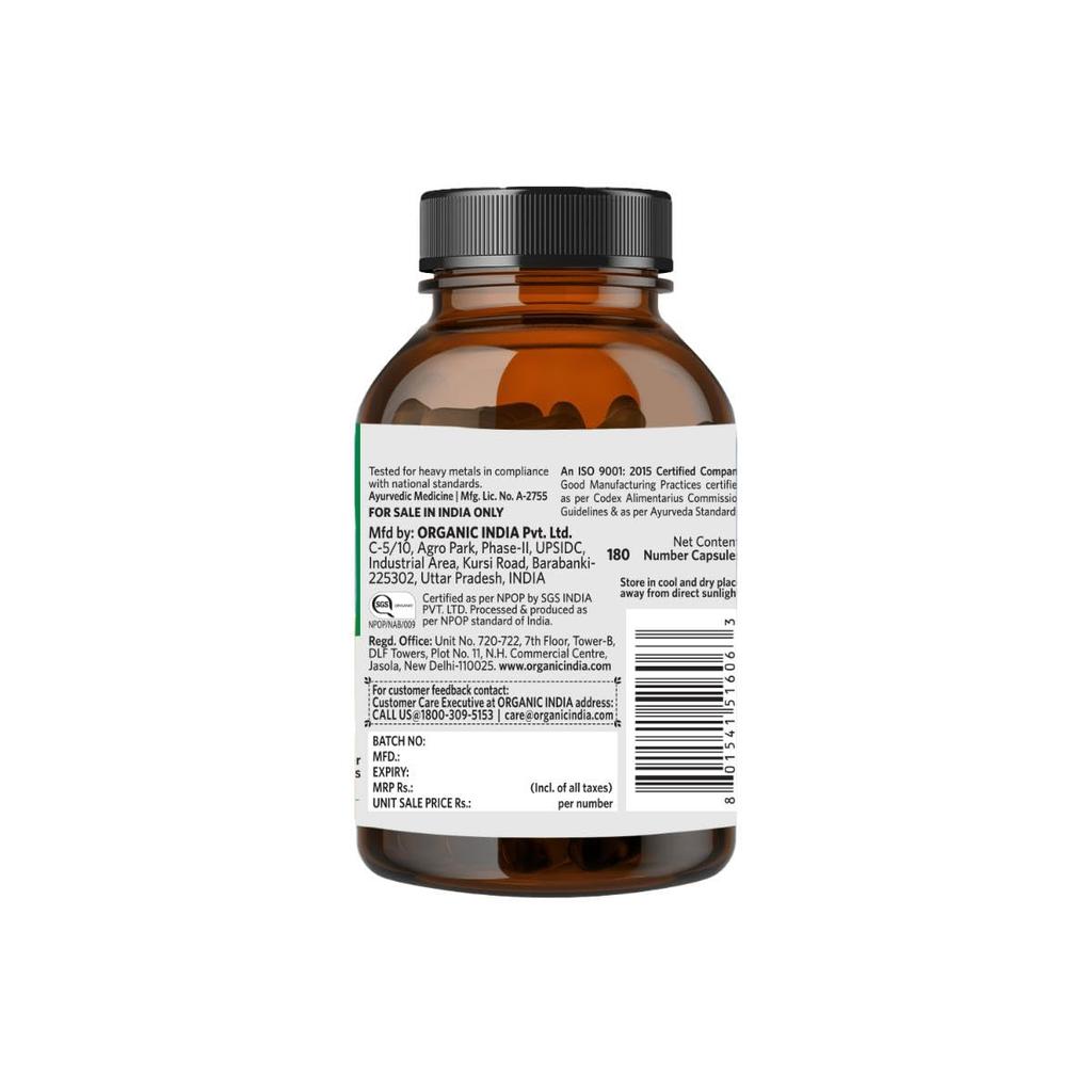 ORGANIC INDIA Капсулы Ним Велнес 180 штук Растительная добавка для чистоты кожи и ежедневной поддержки детоксикации организма