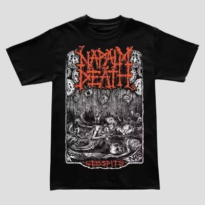 2025 Новая футболка Napalm Death Grinding Heavy Metal Хлопок Круглый вырез Уличный Хип-хоп Стиль Топ Ретро Удобная Уличная футболка