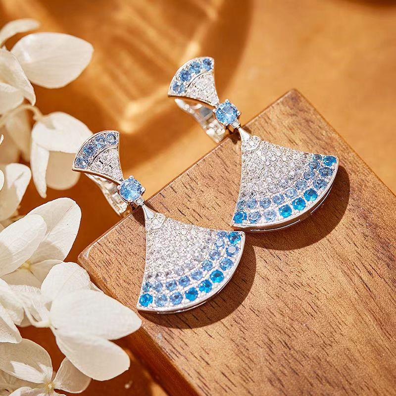 Новые серьги Seiko для женщин, покрытые 18-каратным розовым золотом, стиль легкой роскоши, высококачественные серьги-веер
