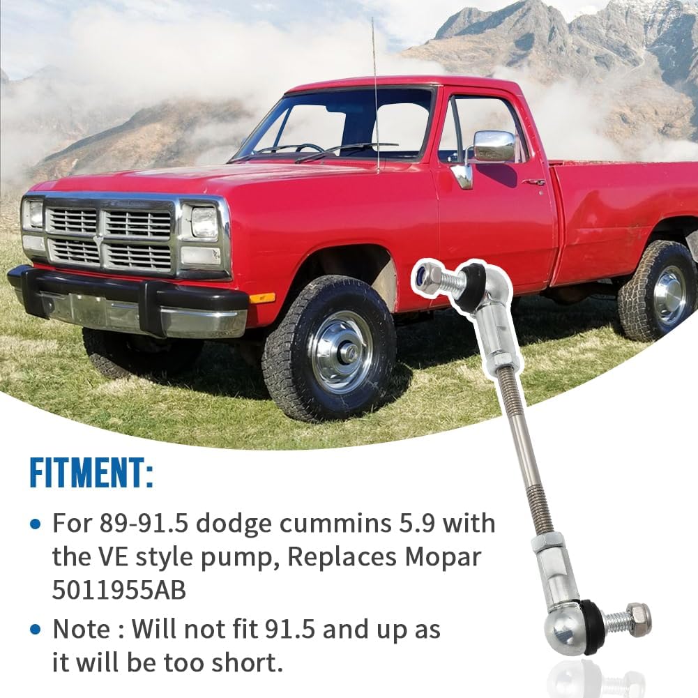 5011955AB Adjustable Throttle Linkage Kit for Dodge 5.9 Cummins 1989-91.5 | Adjustable aluminum linkage Rod. For Dodge D250, D350, W250 and W350 5.9