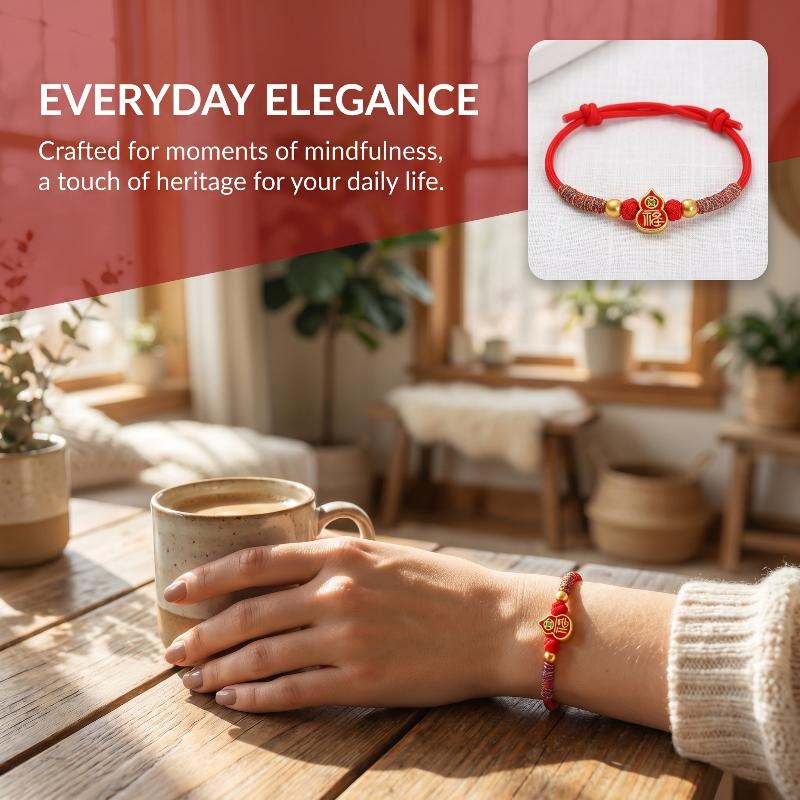 Chinese Blessing Red String Bracelet for Prosperity and Happiness Handmade Jewelry