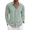 Men'S Linen Long Sleeved T-Shirt Loose Sweatshirt Solid Color Long Sleeved Shirt Men'S Plus Size Men'S Shirt