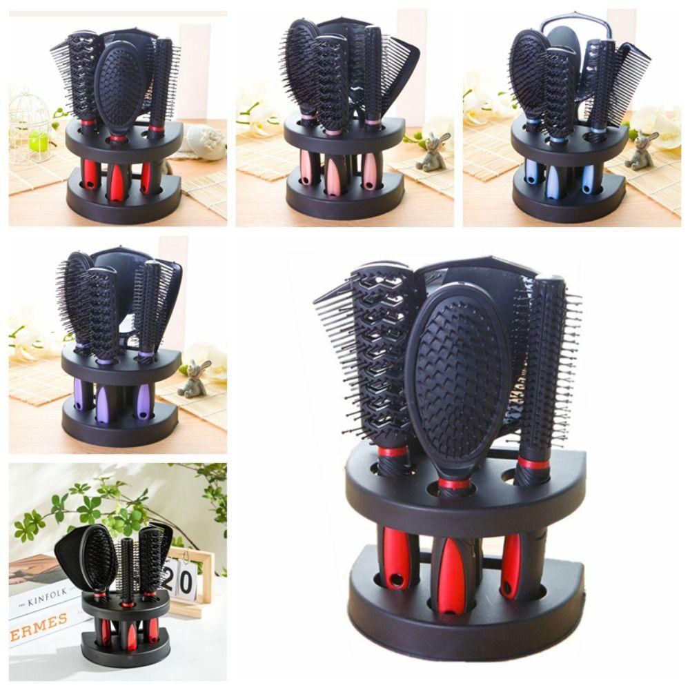 5 шт./набор профессиональных массажных расчесок с зеркалом, набор противоскользящих щеток для волос с держателем для дома