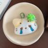 Lucky Four-Leaf Cat Pendant Keychain Adorable Soft Cartoon Keyring Charm Cute Kitty Toy for Good Luck Cat Lovers Key Holder