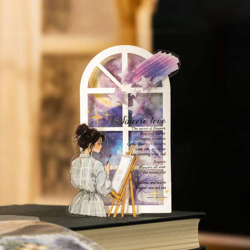 1 рулон Высеченный васи-скотч на ночную тематику для украшения аккаунта от руки, для офиса, фоторамок, чашки, канцелярской коробки, дневника, обратно в школу