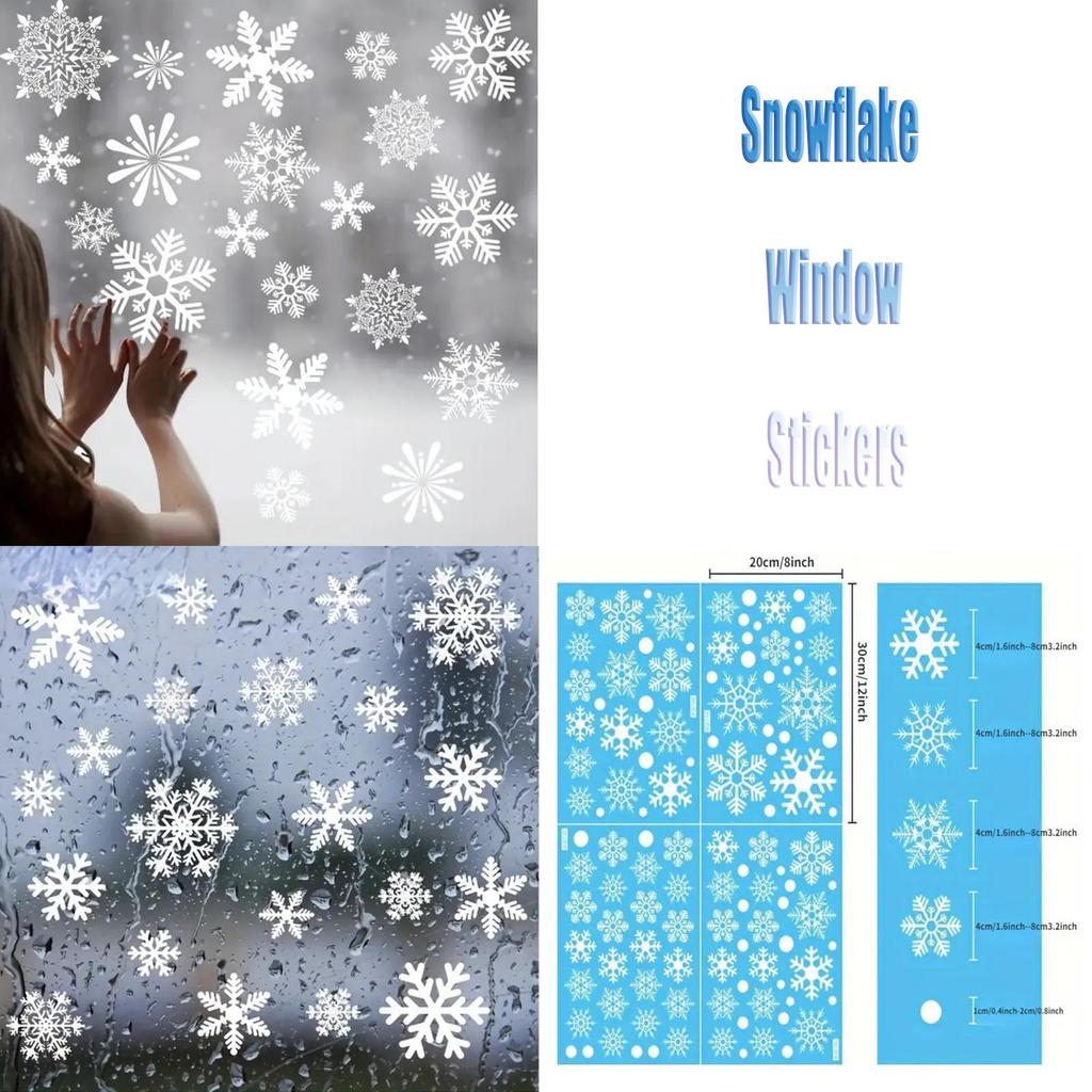 Snowflake Window Stickers Static Snowflakes Suitable For Christmas And Winter Door Decorations