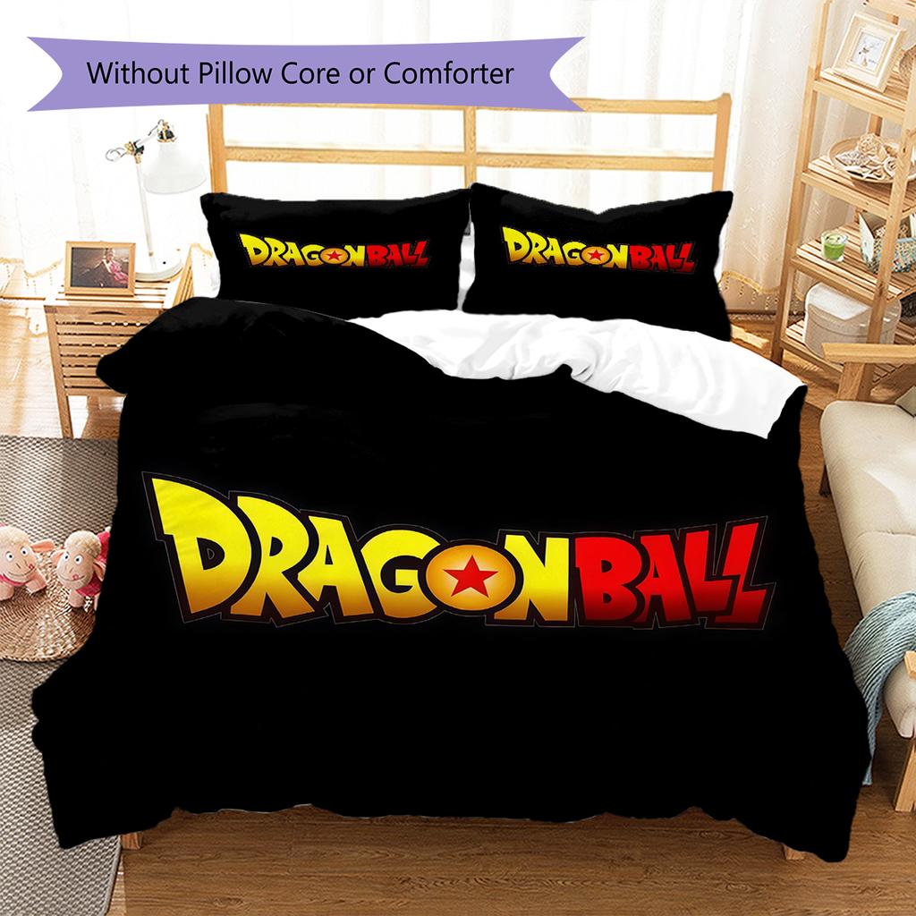 Постельное белье с узором логотипа DRAGON BALL, Комплект с одеялом, Пододеяльник, Наволочка, Домашний подарок на день рождения (1 пододеяльник + 2 наволочки, без наполнителя)