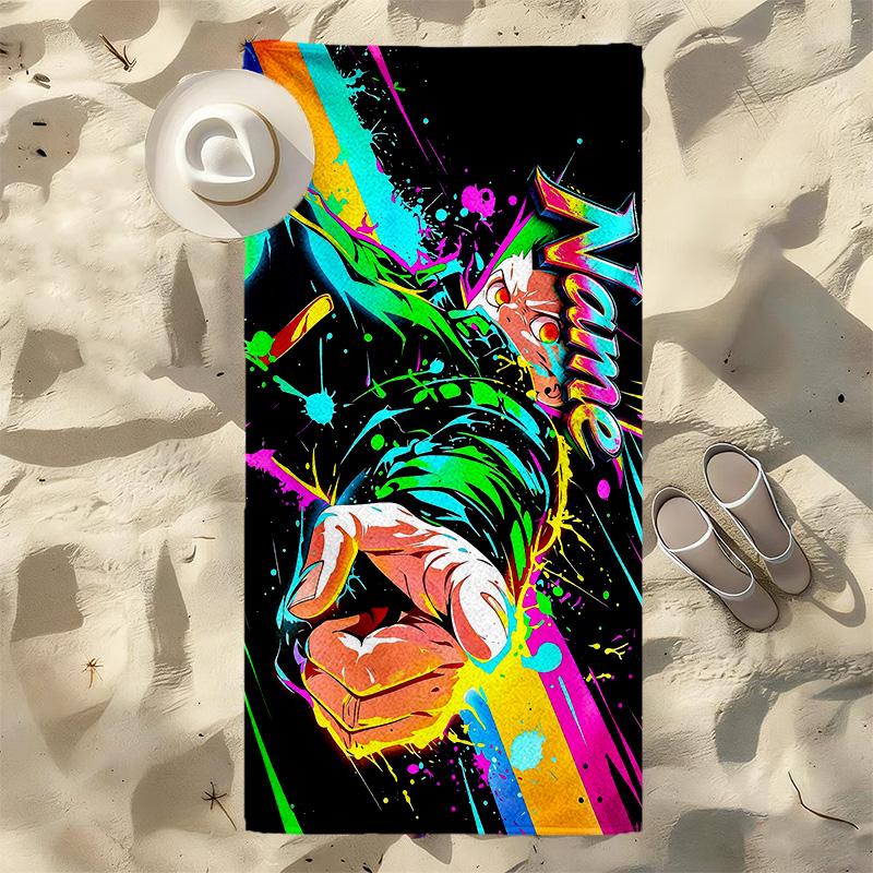 Custom Name Colorful Power Stylish printed beach towel,a quick-drying, absorbent mat suitable for the beach, pool, gym, and travel fans gift