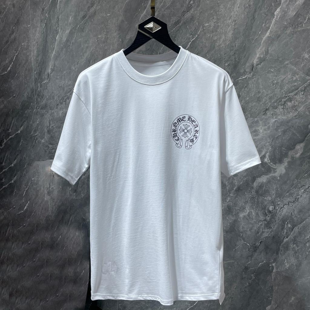 8702 CHROME HEARTS Летняя Новая Высококачественная Хлопковая Круглый Вырез Свободная Большого Размера Мужская и Женская Футболка Футболка для Пары