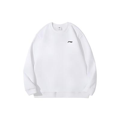 Li Ning Badminton Series однотонный флисовый свитер с логотипом унисекс толстовка белая AWDTD83-2