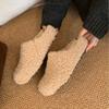 2025 New Korean Version Round Head Boken Thick-soled Fluffy Plush Warm Outer Wear Half Drag Women's Shoes