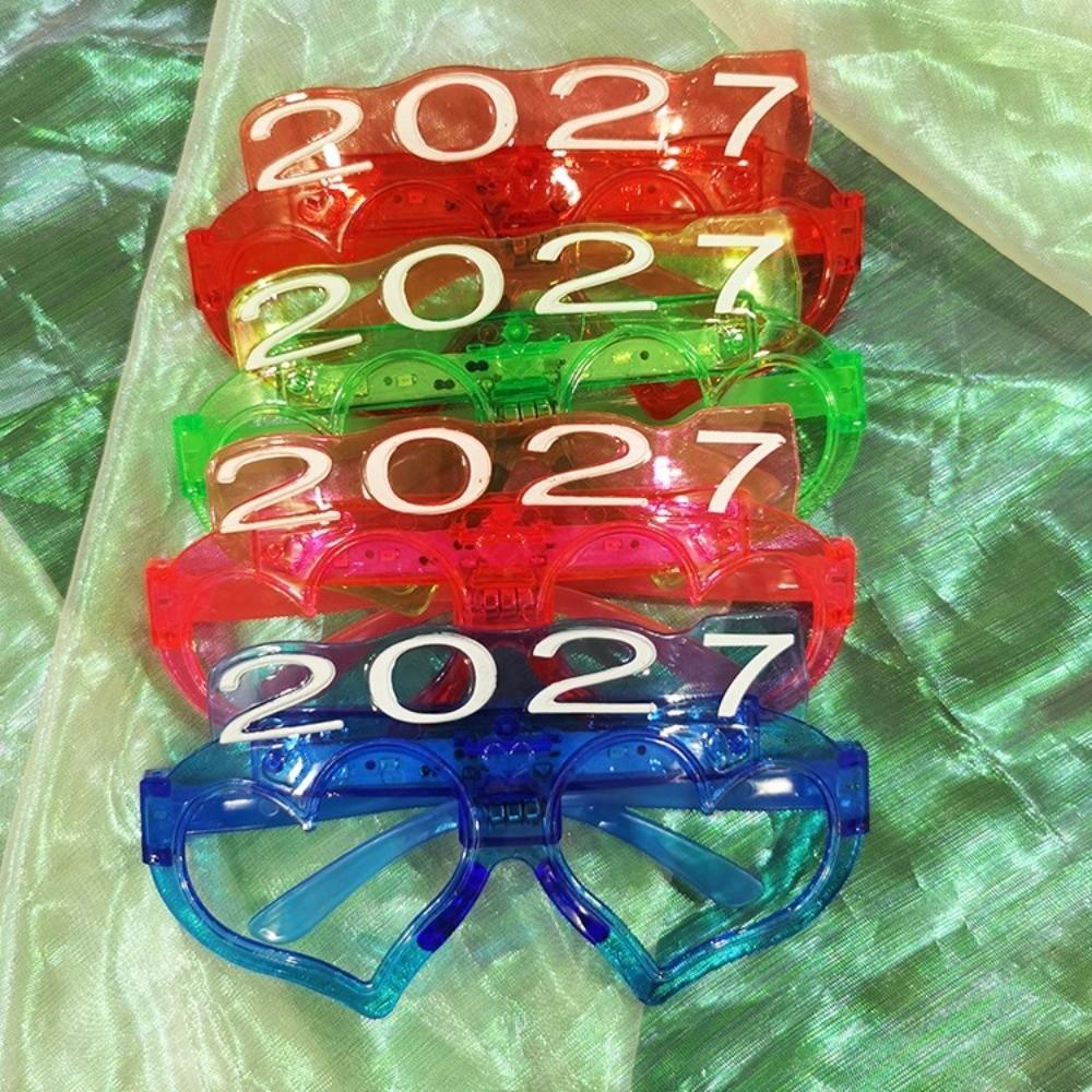Heart Shape 2027 LED Glow Glasses Funny Light Up Glasses New Year Glow Glasses Christmas Party
