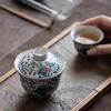 Антикварная чаша с крышкой Саньцай, покрытая зеленой глазурью, чайная чашка, бытовая керамическая чайная чаша, чайный сервиз для кунг-фу, пепел растений, чайная чаша, чайник