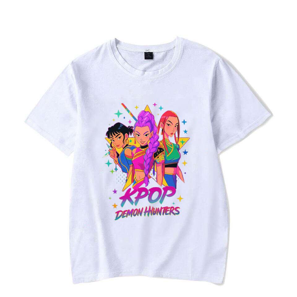 KPop Охотники на демонов Saja Girls Руми Мира Зои Паттерн Унисекс Футболки Аниме Смешные Мужские Женские Футболки Модные Уличные Топы