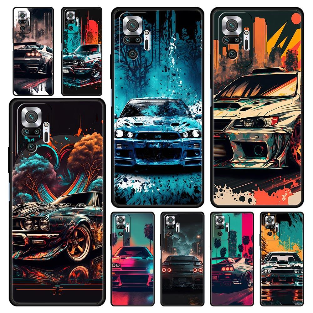 For Redmi 10C Cases Sports Car JDM Tokyo Drift Phone Case For Xiaomi Redmi Note 12 11 9S 9 8 10 Pro Plus 7 9T 8T 9C 9A 8A Cover
