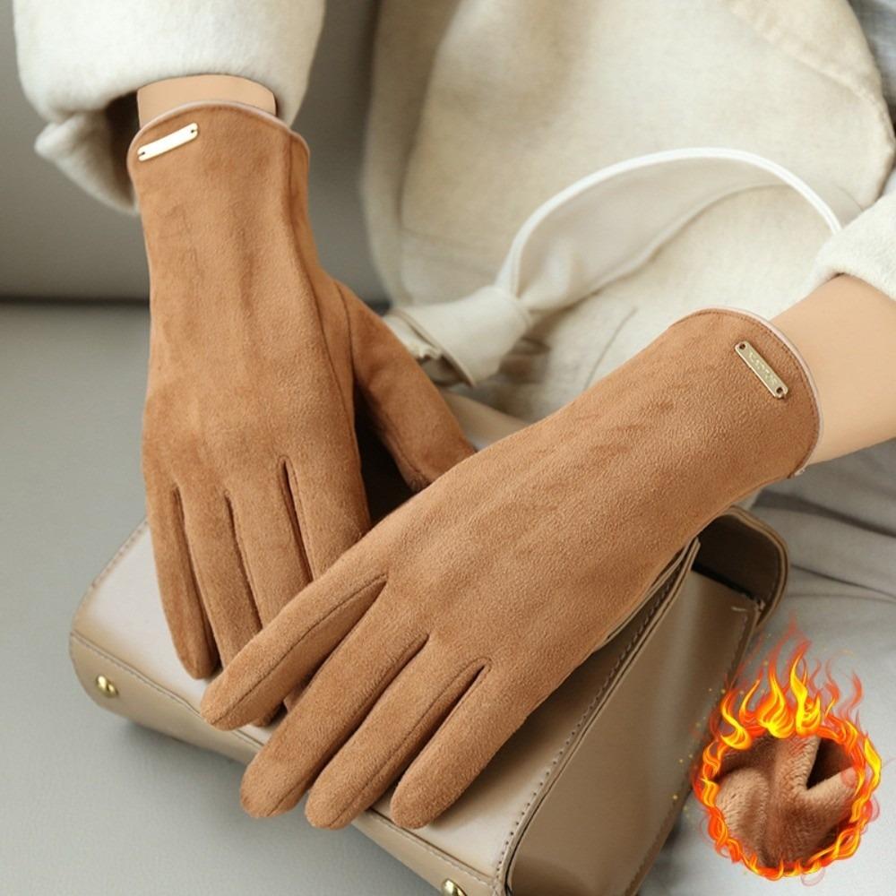 Thickened Touchscreen Driving Mittens Faux Suede Fleece Lined Warmers Office Workers