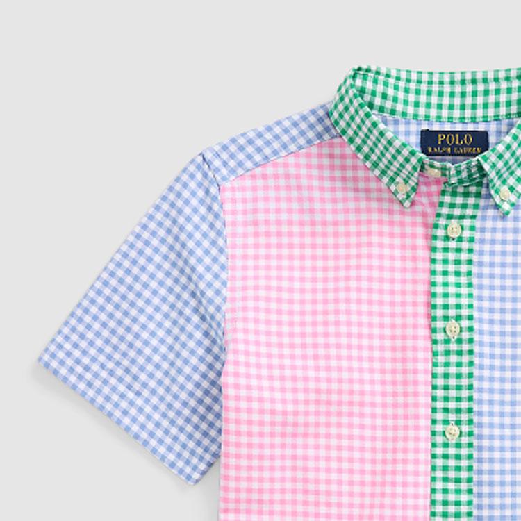 Polo Ralph Lauren SS24 клетчатый принт однобортная повседневная рубашка с коротким рукавом детские рубашки многоцветные CWPOWOVY6820466-999
