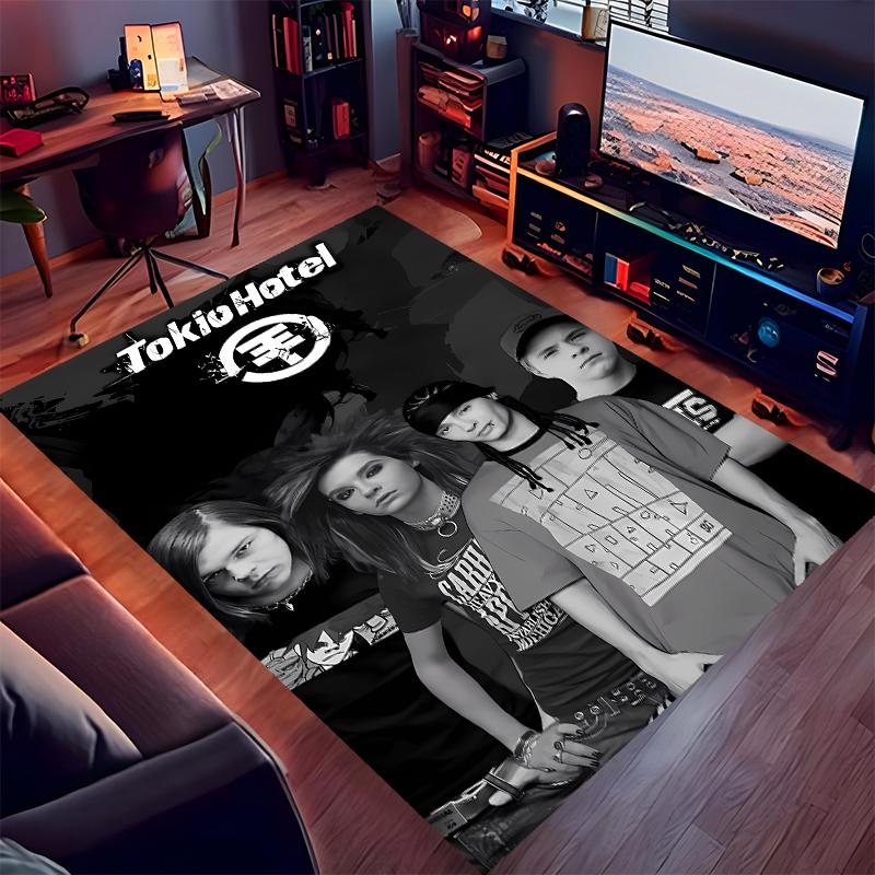 1pc Tokio Hotel band Print Area Rug - Soft,Washable Non-Slip Indoor Mat for Office Chairs,Living Room,Home Office Decorative Rug