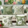 Зеленый и Белый Весенний Цветок Гибискуса НаволочкаПодходит для дивана, автомобиля, спальни, декоративная наволочка для подушки