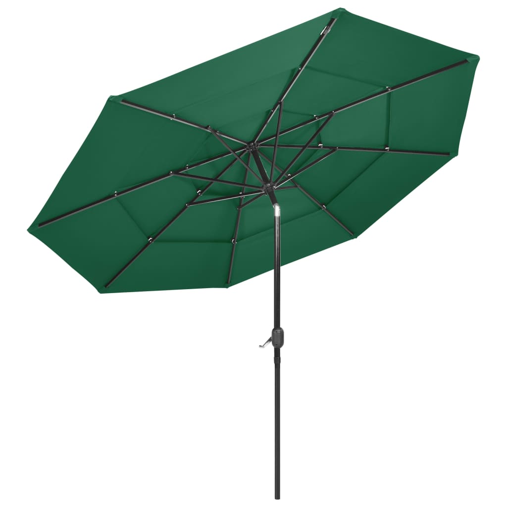 3 Layer Green Sun Umbrella with Aluminum Pole 3 m