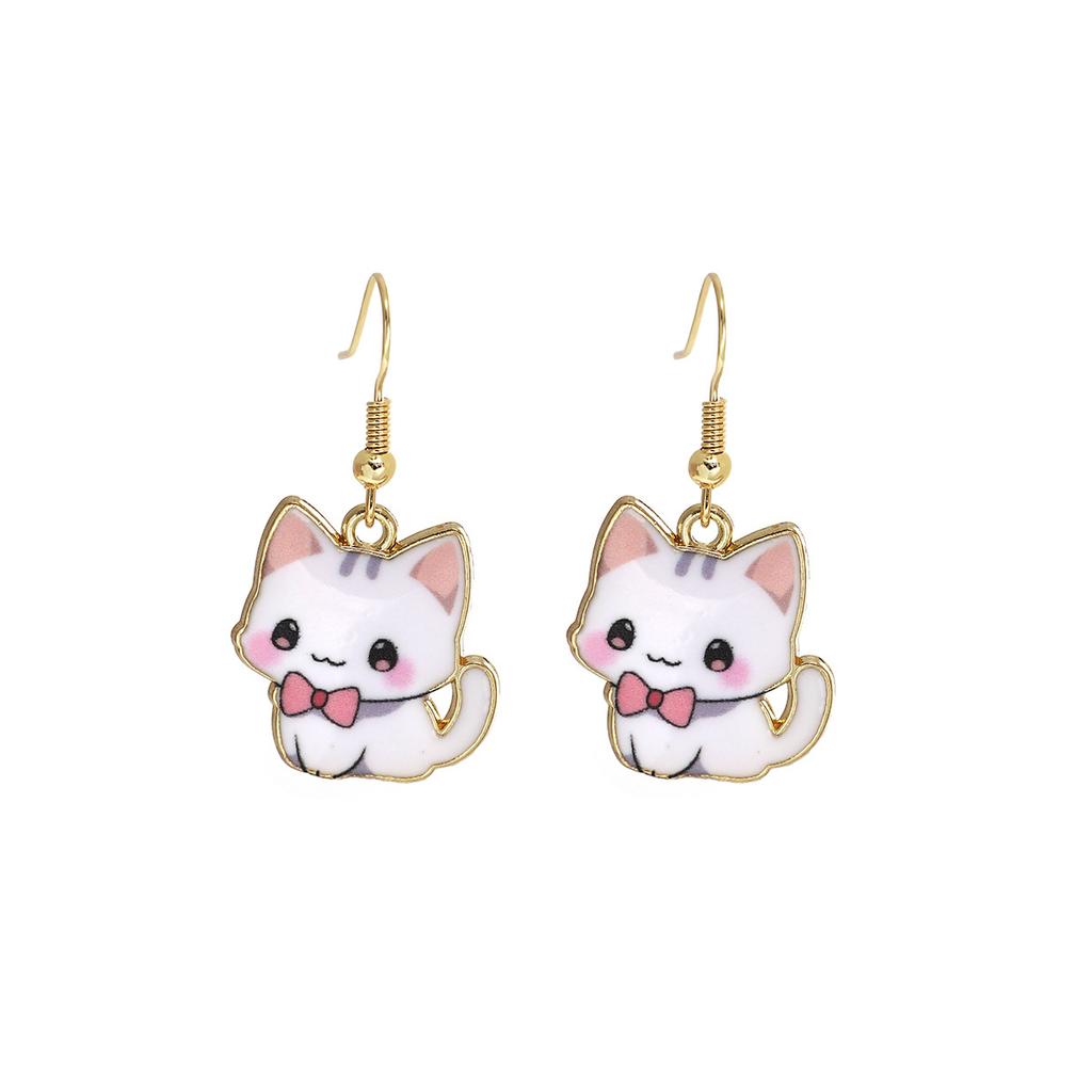 Fun Cartoon Cute Kitten Earrings, Creative Simple Earrings Animal Earrings