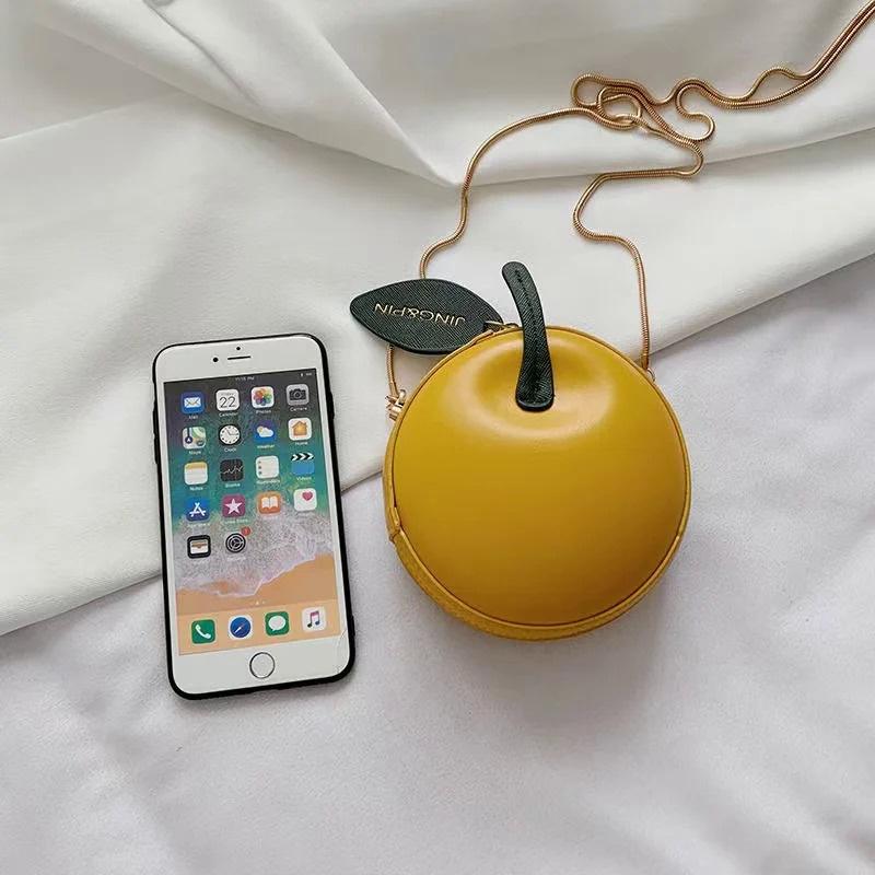 Sweet Circular Bags for Women New Trendy Creative Cherry Chain Crossbody Bag Small Handbags PU Leather Ladies Shoulder Purse