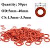 50Pcs CS 1.5mm-3.5mm Red Silicone VMQ O-Rings Gasket   Sealing Rings Waterproof and Insulated OD 5 ~40mm