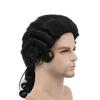 Grey White Black Lawyer Judge Baroque Curly Male Costume Wigs Deluxe Historical Long Synthetic Cosplay Wig for Halloween