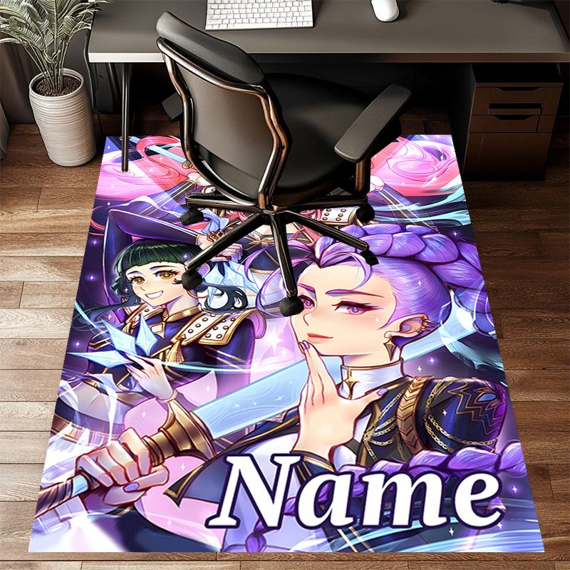 Custom KPop Demon Hunters Mat Personalized Name, Polyester Washable Indoor Entryway Rug, Gift for Christmas, Easter, Thanksgiving Day