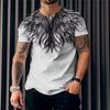 New Men's T-shirt 3d Wing Printing Round Neck T-shirt Hip Hop Short Sleeve Pullover Street T-shirts Summer Men's Clothing