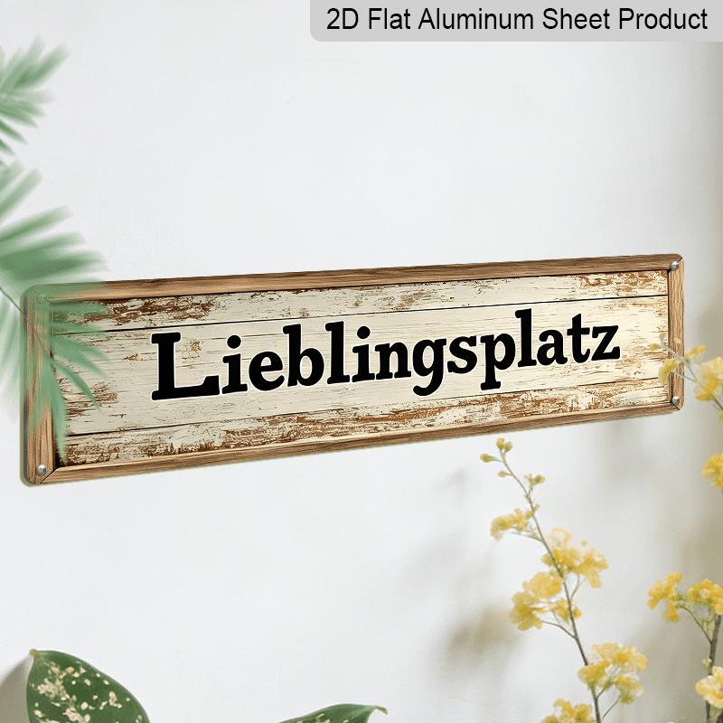 2D Flat - 1pc Rustic German "Lieblingsplatz" Aluminium Sign - Charming Wall Decor for Home, Porch, Deck, Garage, Cafe, or Office - Perfect Holiday