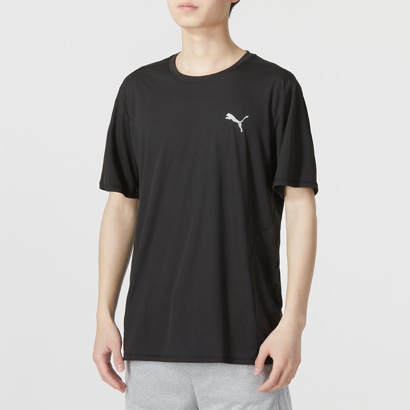 Puma Футболка с круглым вырезом и однотонным логотипом, мужские топы, черный 523685-01