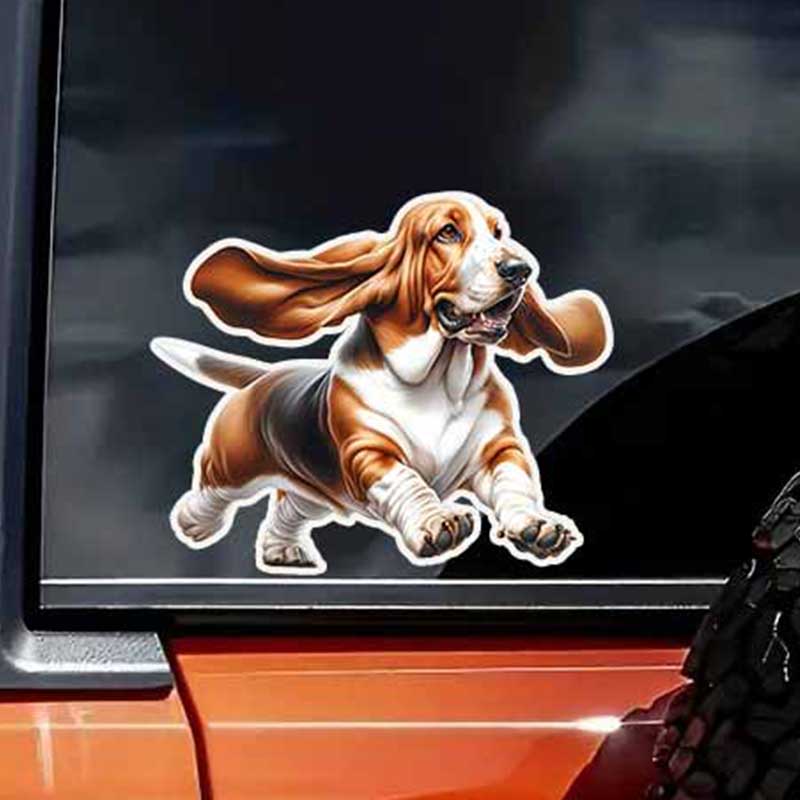 Cute Dog Running Stickers Decals for Car Truck Motorcycle Laptop - Wall Background Decoration HE109