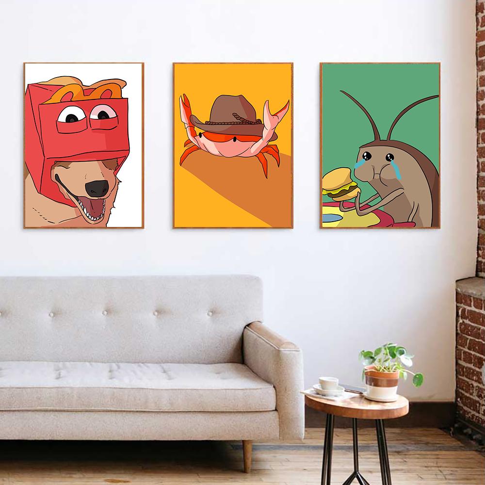 Cute Cartoon Clown Doge Cola Bird Funny Bug Kid Animal Lover Gift Room Decor Cnavas Print Abstract Art Wall Home Painting Poster